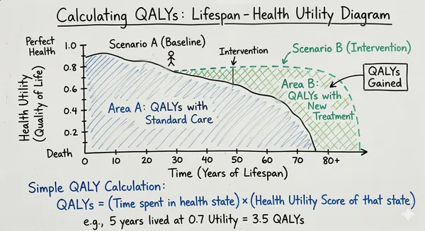 An image showing the basic concept and how to calculate QALY