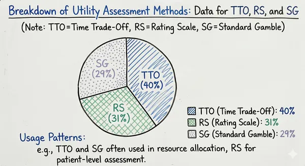 A chart showing the distribution of different methods used to assess utility.